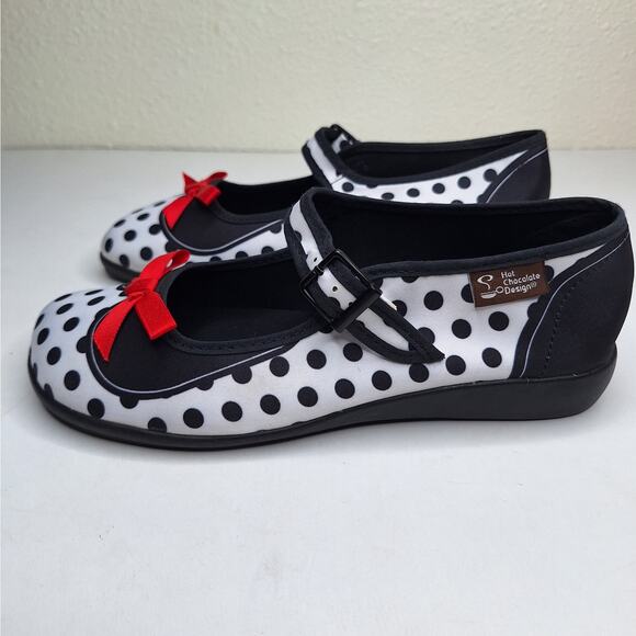 VTG Y2K Hot Chocolate Mary Janes 36 US 6 Chocoloticas Lolita Polka Dot Minnie - Picture 3 of 10